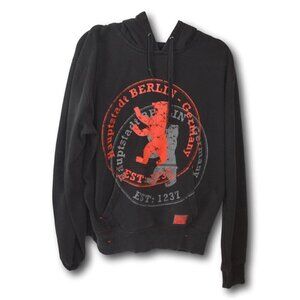 Men’s Berlin Germany Black & Red Hoodie Size XL – Drawstring – EUC